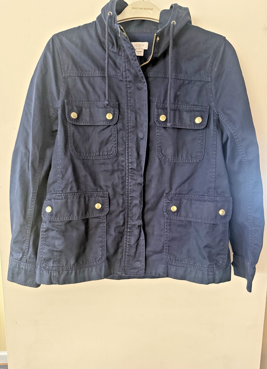 J.CREW Jackets & Blazers - J Crew Unisex Hooded Zip Jacket Military Field Cargo Jacket Sz Med Navy Blue EUC